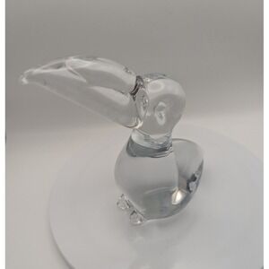 CRYSTAL Toucan Bird Paperweight Clear Glass Figurine Signed FM Ronneby READ
